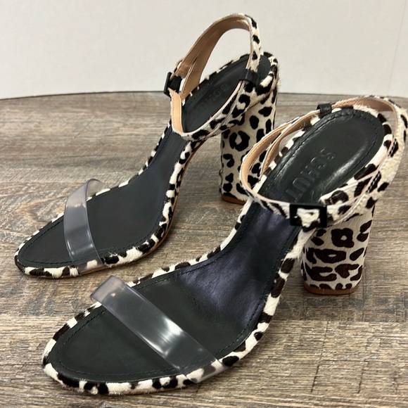 Schutz ELENITA Calf Hair Vinyl Strap Heels Size 7.5 - Picture 1 of 8